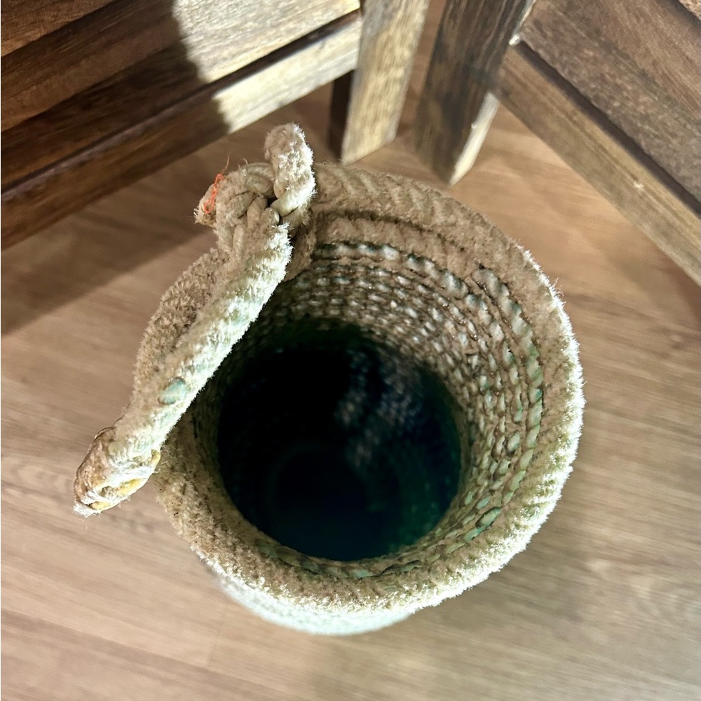 Handwoven Lasso Western Rope Basket Southwestern Cowboy Lariat Vase 5x10” Decor - Picture 4 of 6